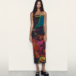 Zara Strapless Midi Dress - Size Small